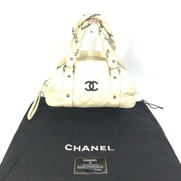 CHANEL Cream Leather Logo Boston Bag - Picture 16 of 16